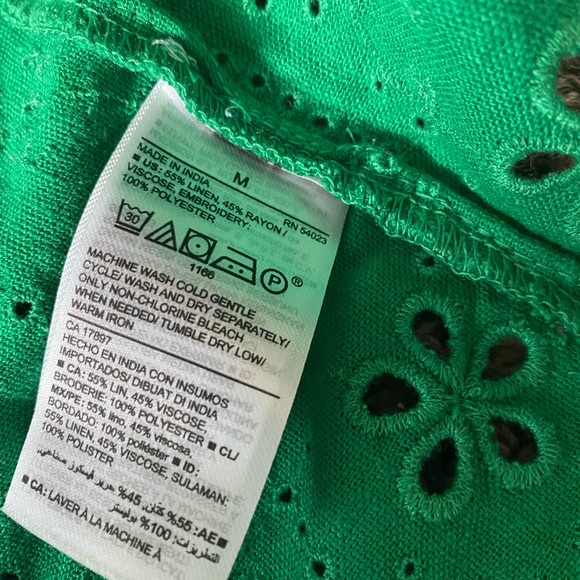 Old Navy Medium Green Linen Eyelet Dress - Picture 5 of 11